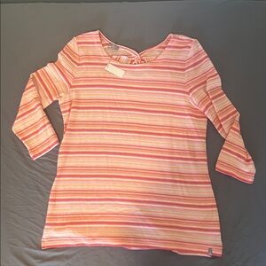 Talbots Striped Pink and Orange Long Sleeve Top
